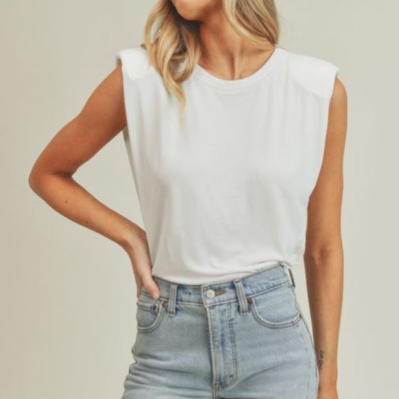 Lush Tops Tulum Shoulder Pad Tank Poshmark